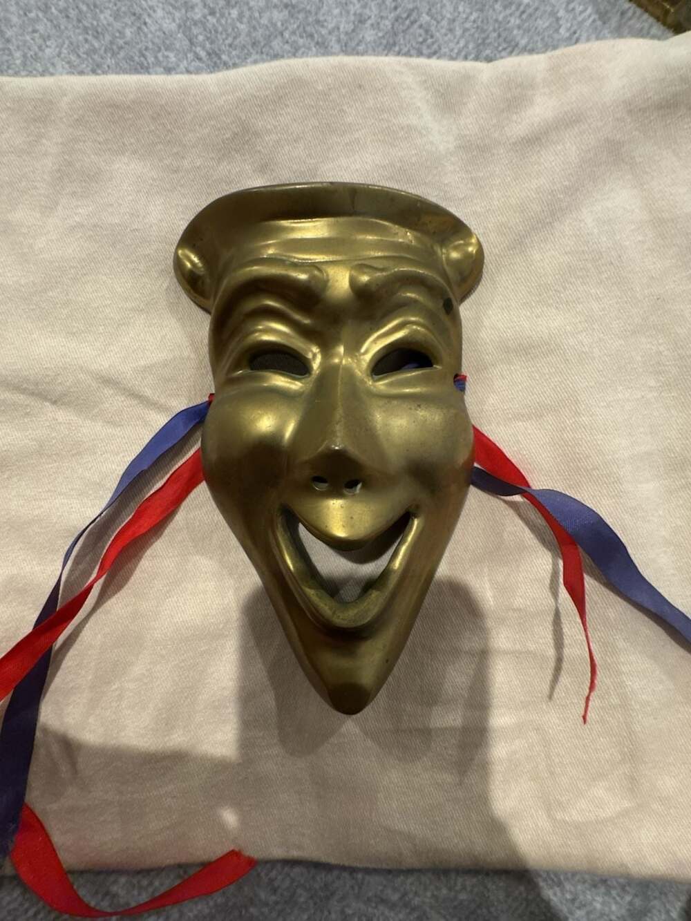 Vintage Solid Brass Theater Comedy Mask Wall Decor
